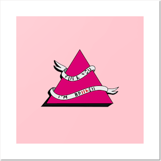 Pink triangle with I'm broken typewriter Posters and Art